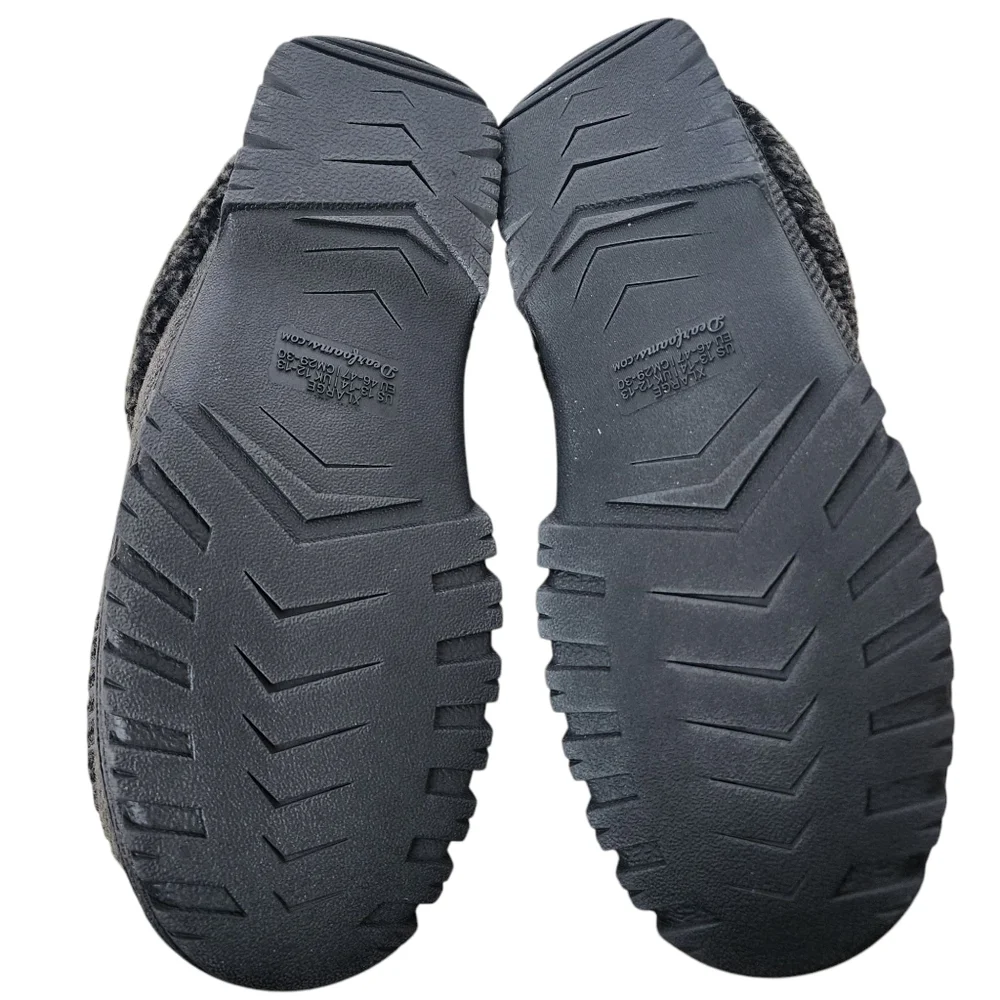 Dearfoam mens slippers black memory foam comfort in out washable size 13-14 xlrg